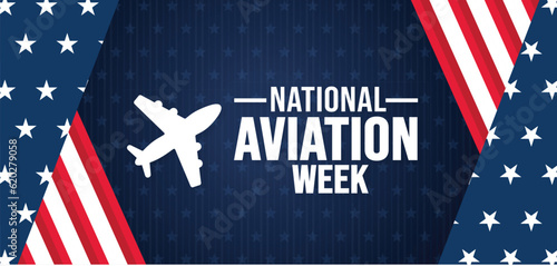 August is National Aviation Week background template. Holiday concept. background, banner, placard, card, and poster design template with text inscription and standard color. vector illustration.