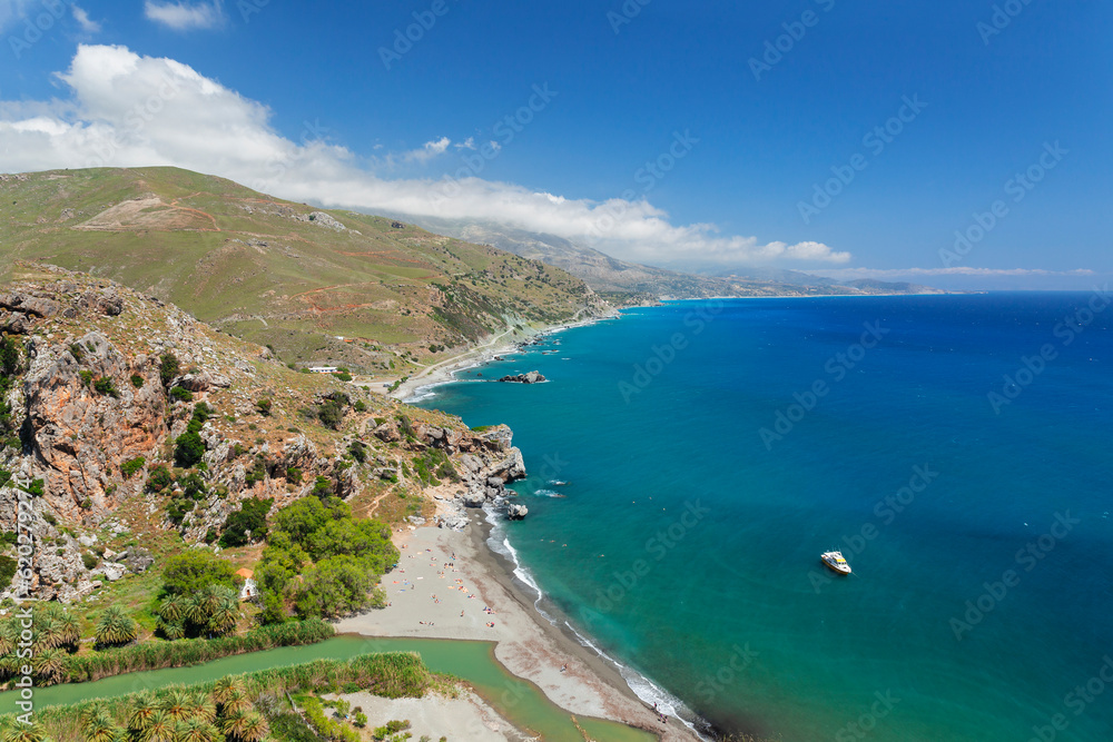 Palm beach of Preveli, Rethymno, Crete, Greek Islands Palm beach of Preveli, Rethymno, Crete, Greek Islands