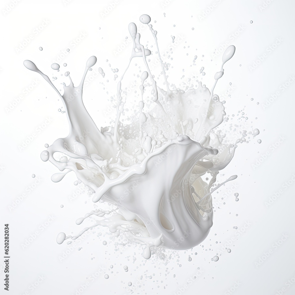 Milk white splash and drops on white background Milk white splash and drops on white background