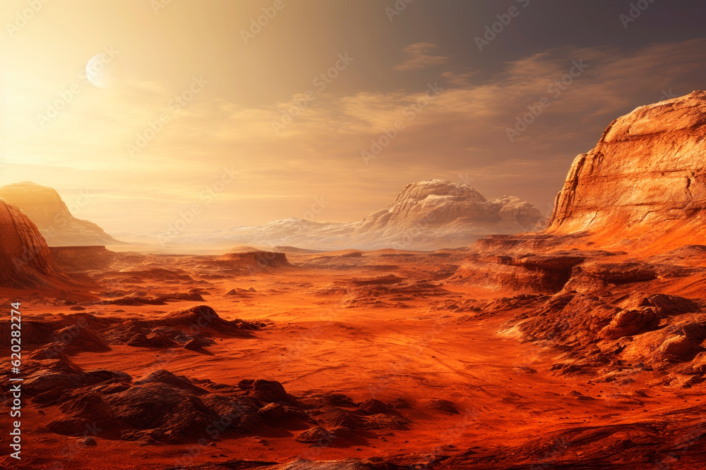 Surface of the planet Mars. Generative AI