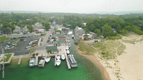 Historic Fish Town in Leland Michigan on the coast of Lake Michigan photo