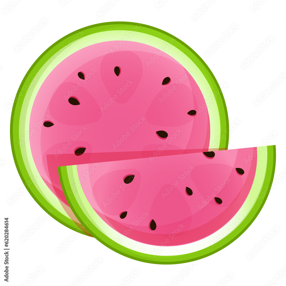 Half of a whole juicy watermelon and a slice lies nearby Half of a whole juicy watermelon and a slice lies nearby