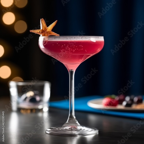 Cosmopolitan cocktail from a 3 Michelin star United States restaurant. AI generated. photo