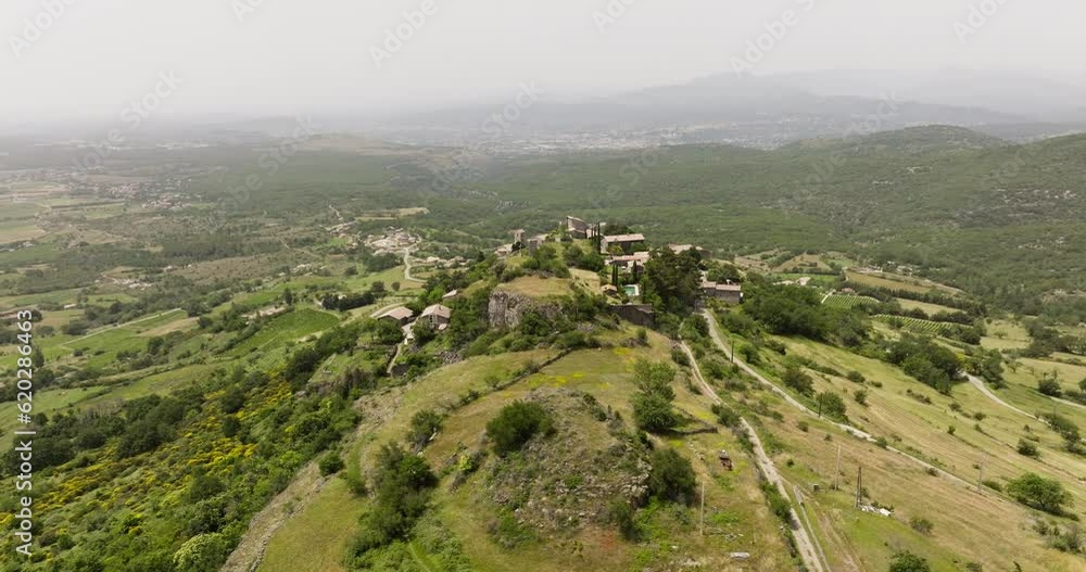 Aerial view of the village of Saint-Laurent-sous-Coiron in the french Ardèche Aerial view of the village of Saint-Laurent-sous-Coiron in the french Ardèche
