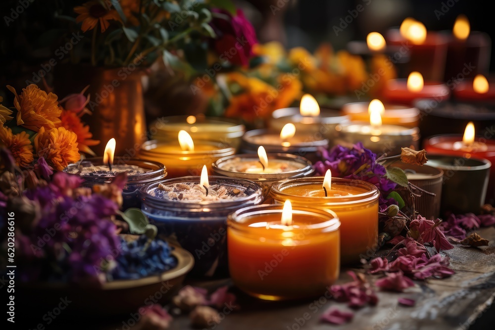 Obraz premium Aromatherapy Candles Models professional photograpphy AI Generated 