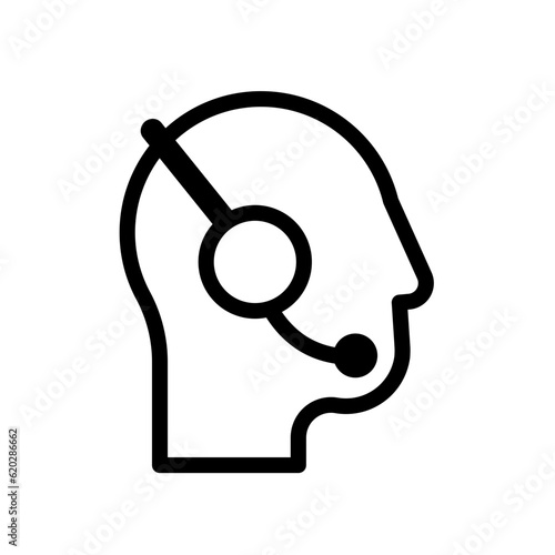 hotline icon, helpdesk icon. Head in headphones with a microphone