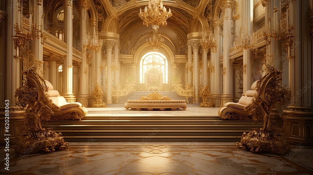 A Regal Palace Interior With Intricate Gold Accents And Floral Photo Inspiration