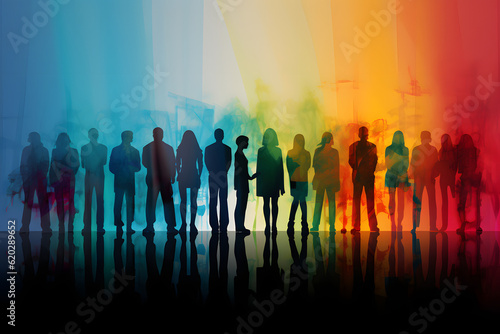 group of people silhouettes standing 
