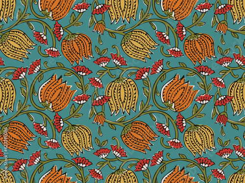 AJRAKH BAGRU SANGANER BLOCK PRINT AND BATIK PRINT DIGITAL PRINT SEAMLESS TEXTILE PATTERN