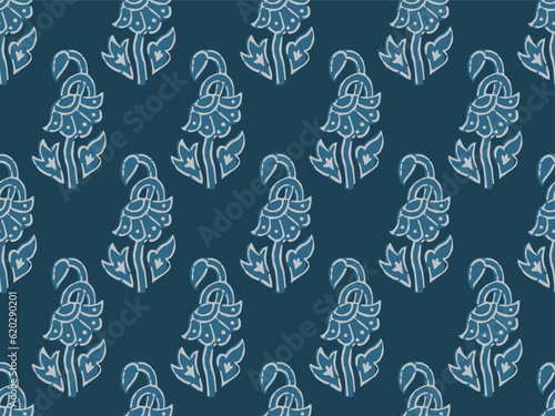 BEAUTIFUL HAND DRAWN SPRIG FLORAL PATTERN AJRAKH BAGRU SANGANER BLOCK PRINT AND BATIK PRINT DIGITAL PRINT SEAMLESS TEXTILE PATTERN IN EDITABLE FILE