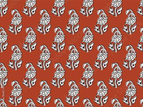 BEAUTIFUL HAND DRAWN SPRIG FLORAL PATTERN AJRAKH BAGRU SANGANER BLOCK PRINT AND BATIK PRINT DIGITAL PRINT SEAMLESS TEXTILE PATTERN IN EDITABLE FILE