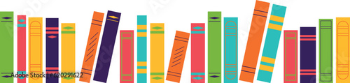  Multicolored book spines. Books on a transparent background. Vector illustration in flat style.