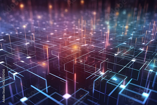 futuristic electonic network blockchain wallpaper with connecting communication digital data elements in background texture