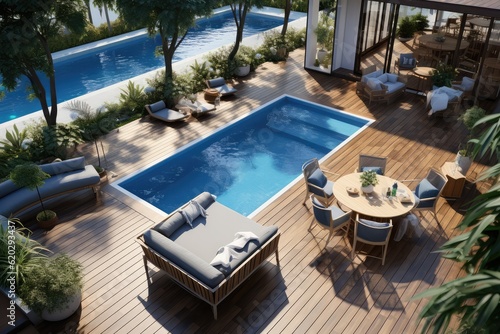 luxury rooftop swimming pool design professional photograpphy AI Generated 
