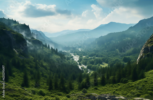 Mountain landscape, painting, Generative AI