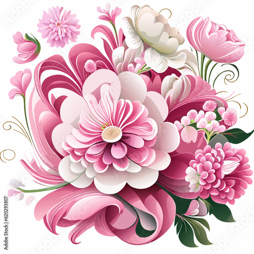 Fototapeta Naklejka Na Ścianę i Meble -  bouquet of pink flowers on a white background