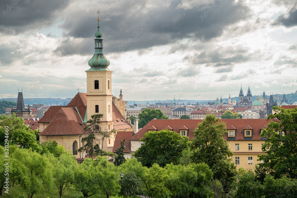 Obraz premium Prague, Czech Republic Beautiful view of Petrinske sady in the center of Prague 