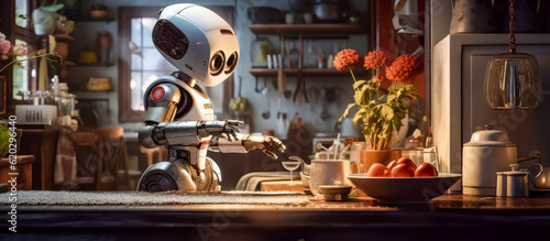 the best smart home robots is hear, cute robot in kitchen