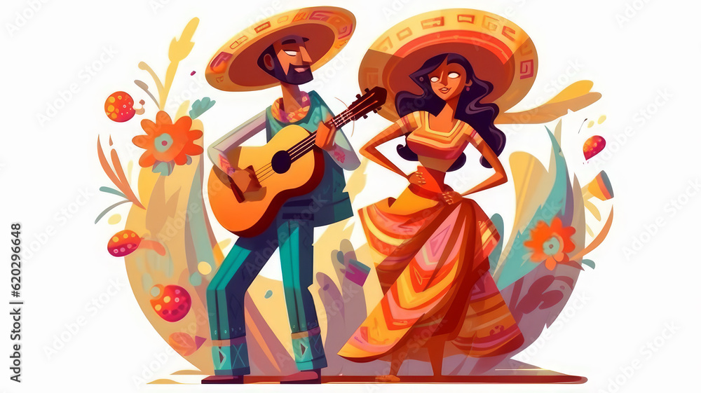 mexican couple with guitar mexican couple with guitar