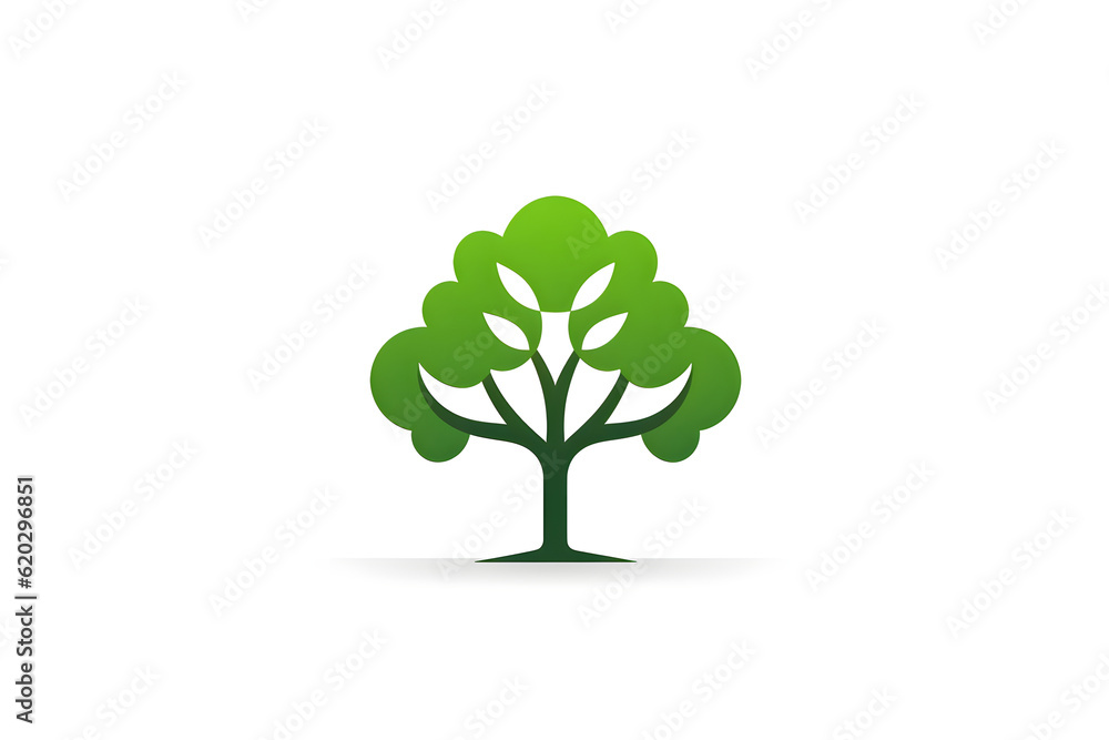 logo and vector illustration of tree with leaves logo and vector illustration of tree with leaves