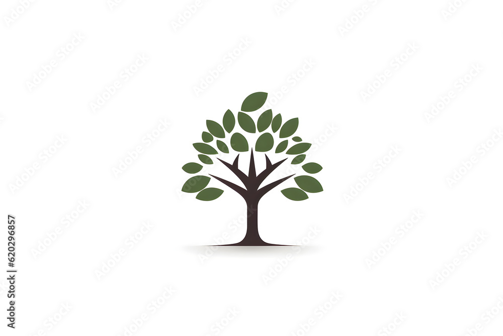 logo and vector illustration of tree with leaves logo and vector illustration of tree with leaves