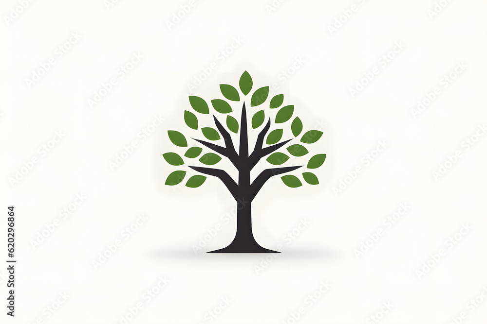 logo and vector illustration of tree with leaves logo and vector illustration of tree with leaves