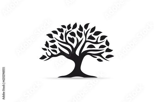 logo and vector illustration of tree with leaves