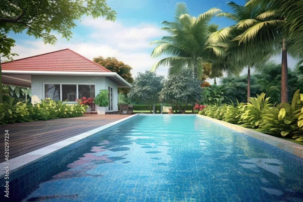 swimming pool at home design professional photograpphy AI Generated 