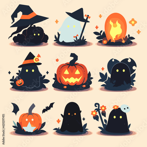 Halloween Icons Set , Generative Ai