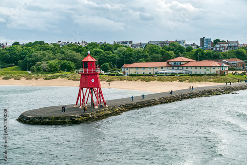 Herd Groyne Lighthouse at the mouth of the River Tyne in South Shields, Tyne and Wear photo