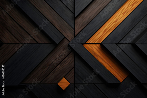 Wooden panels intersect in a dynamic geometric design