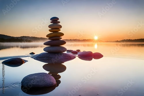 stones in water generated AI photo