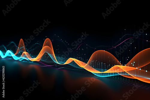 colorful wave swinging on a black background while synchronising music