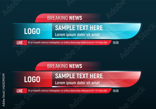 Lower third for news header. Breaking news. Vector template for your design.