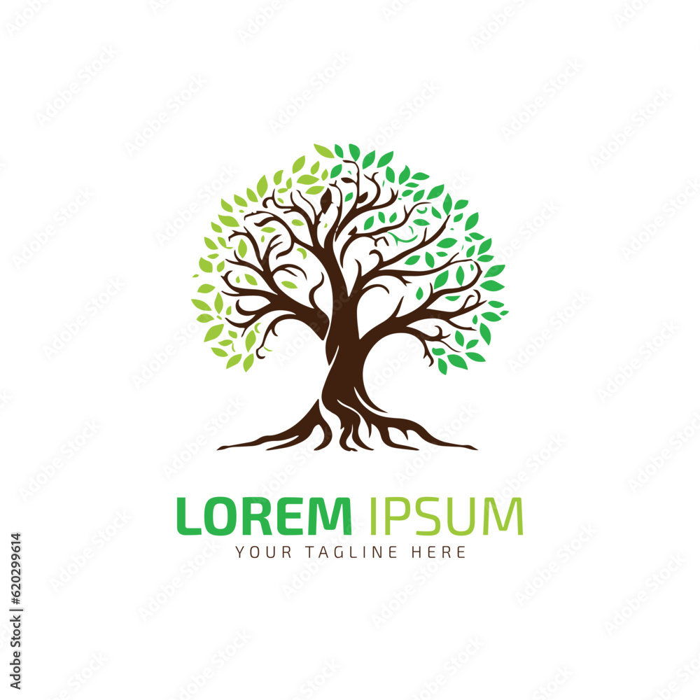 Tree logo icon vector illustration abstract Tree logo silhouette green tree isolated