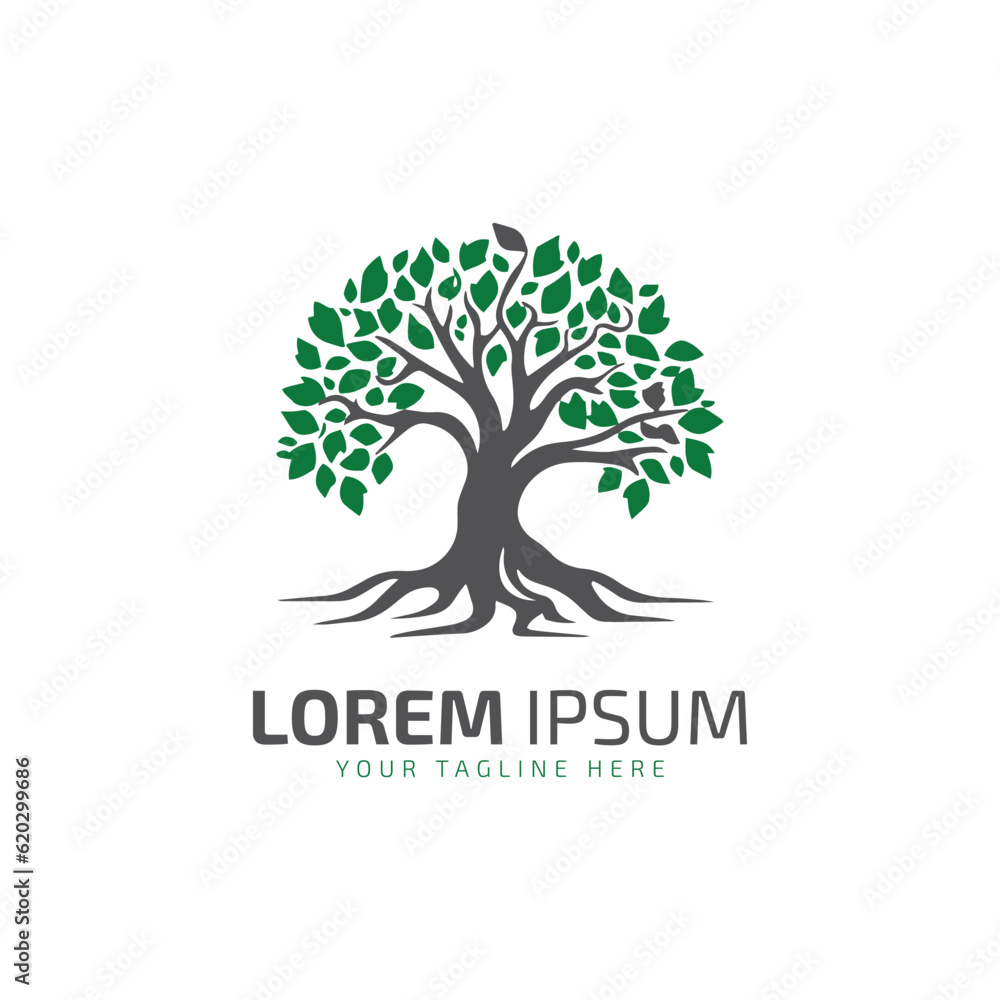 Obraz premium Tree icon vector silhouette isolated tree logo colorful on white background.
