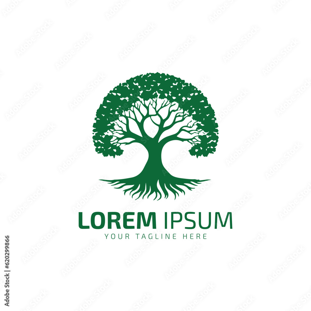 Tree logo icon vector illustration abstract Tree logo silhouette green tree isolated on white background.