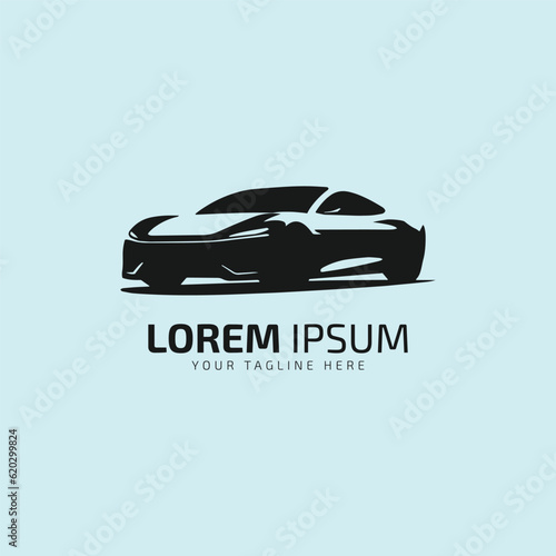 Car standing logo icon silhouette symbol isolated on light background.