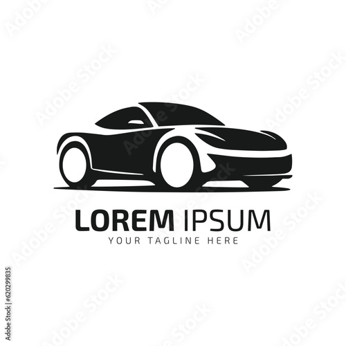 Car standing logo icon silhouette symbol isolated on white background.