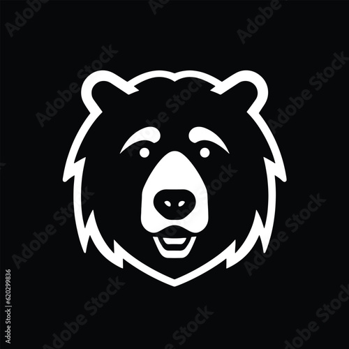 Black bear head on white background, vector logo isolated