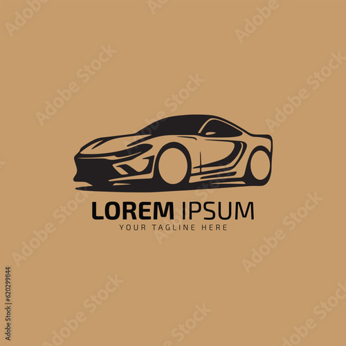 Car standing logo icon vector illustration silhouette symbol isolated on skin background.