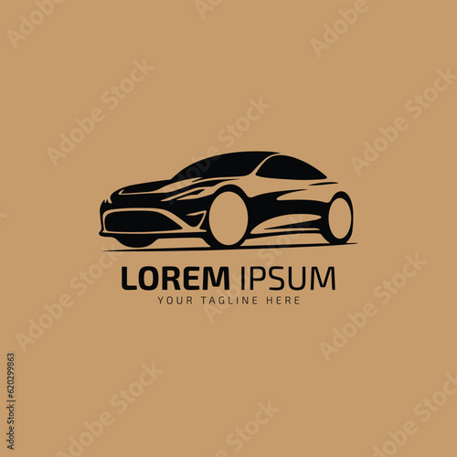 Car standing logo icon vector silhouette element symbol isolated on skin background.