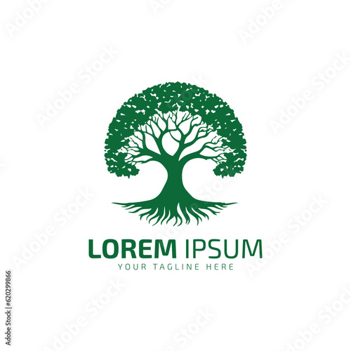 Tree logo icon vector illustration abstract Tree logo silhouette green tree isolated on white background.