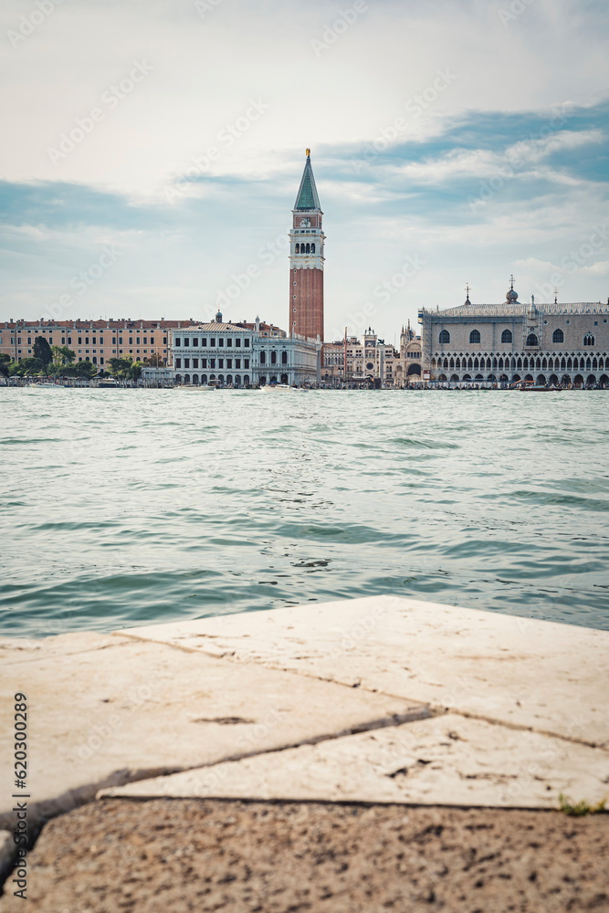 View from above over the Grand Canal with Doge s Palace (Palazzo Ducale) and Colonna di San Marco in Venice View from above over the Grand Canal with Doge s Palace (Palazzo Ducale) and Colonna di San Marco in Venice