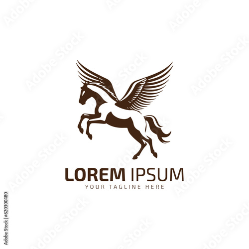flying horse logo icon vector template pegasus logo icon.