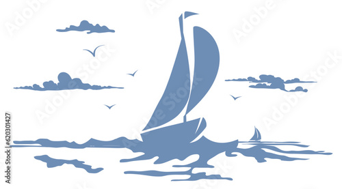 Grafik Segelboot in See
