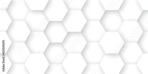 Fototapeta Naklejka Na Ścianę i Meble -  Abstract white hexagons pattern and texture background. Futuristic surface hexagon pattern with light rays. Overlapping geometry polygonal shape. Modern simple style hexagonal graphic concept.