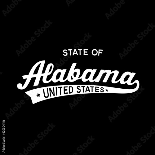 State of Alabama lettering design. Alabama, United States, typography design. Alabama, text design. Vector and illustration.
