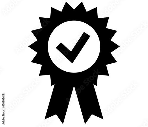 Certificate icon. Premium quality icon. Approved, certified medal. Black symbol.