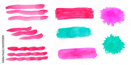 set of watercolor vector brushes and color spots on a white background